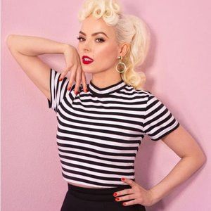 Bad Girl Crop Top in Black and White Stripes